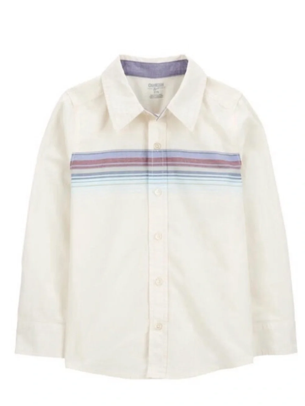 OshKosh B'gosh Cream Button-Down Shirt with Multi-Color Chest Stripe